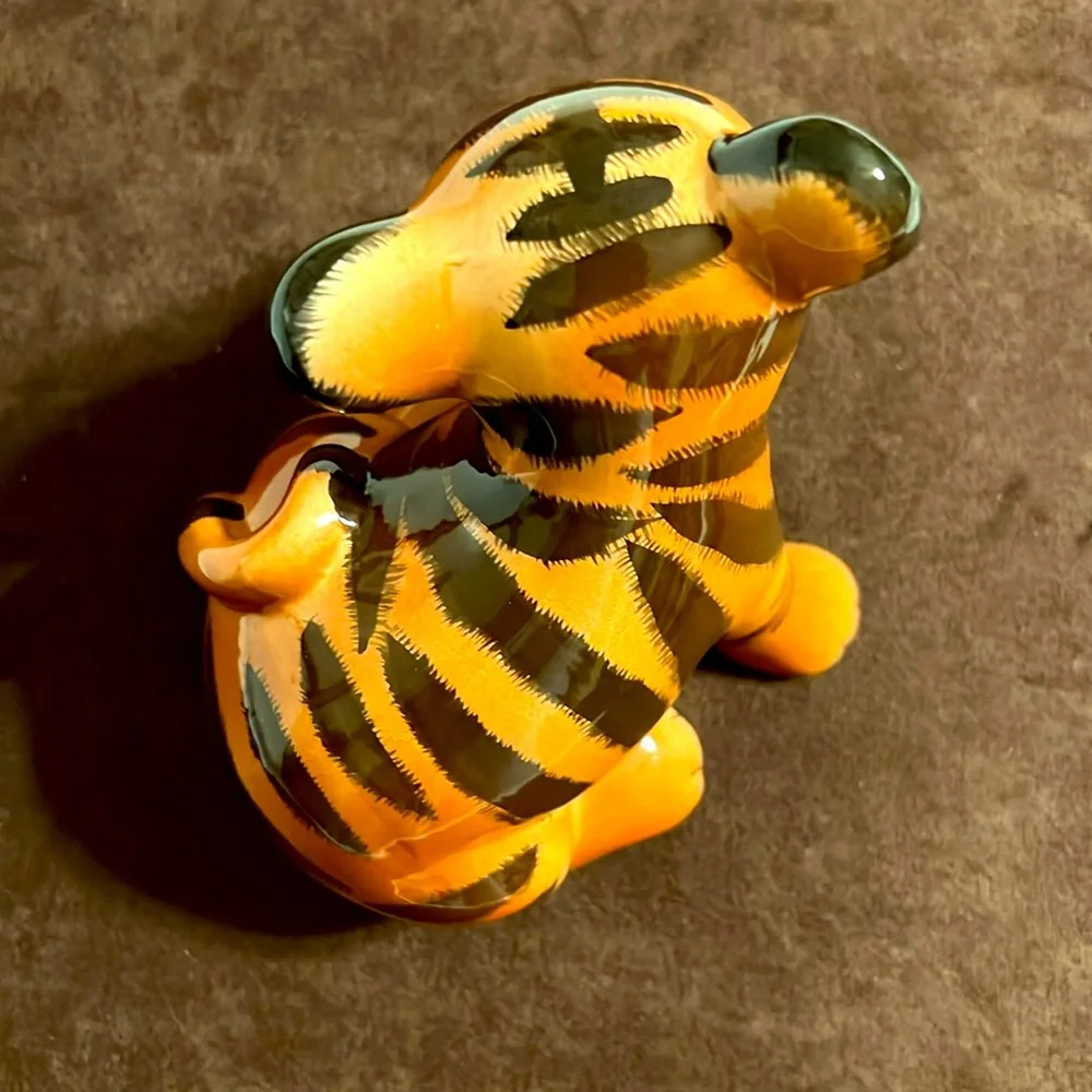 Ceramic Tiger Cub Figurine - Brown and Black 4.5x3.5”